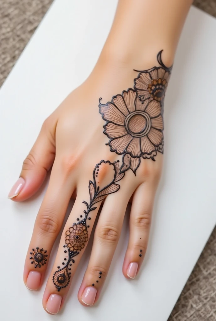 generate modern and simple Bridal mehndi design on beautiful hand