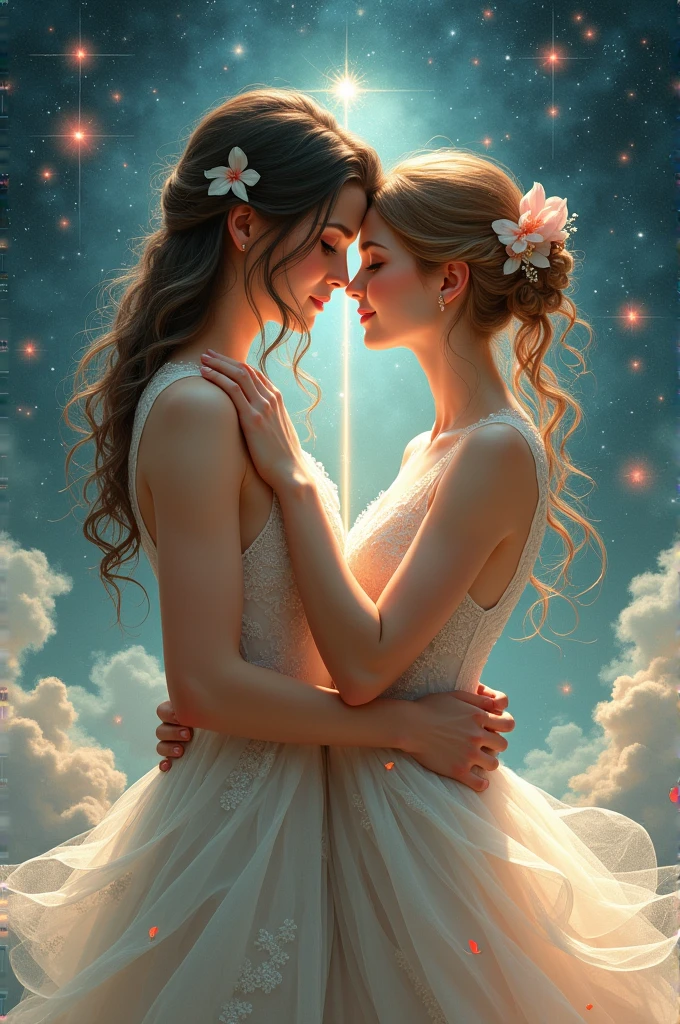 Create images of Aquarius and Libra in love 