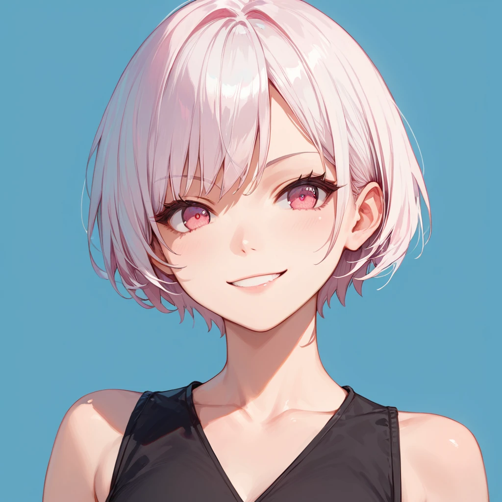 score_9, score_8_up, score_7_up,source_anime, high res image,masterpiece,best quality,girl,cute face,clear skin,simple_background,white hair,short hair,pink eyes,inner_pink_hair,feet_close_up,smirk,