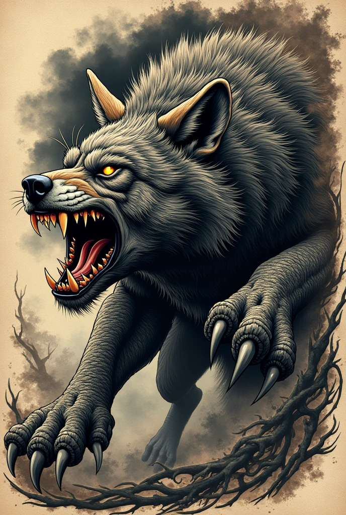 Fanart tattoo fenrir wolf from norse mythology
