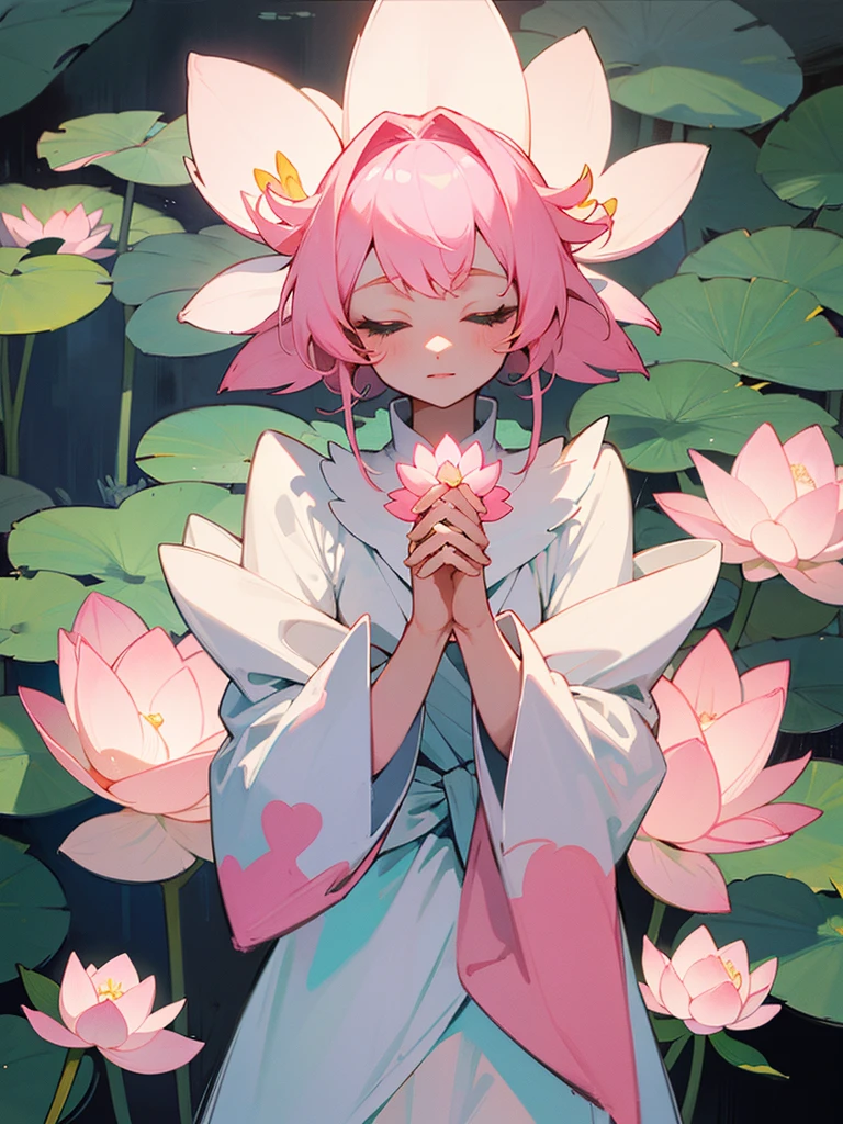 Color**: Soft pink or white, symbolizing the purity of the heart.
- **iconography**: A blooming lotus and hands clasped in a gesture of kindness.