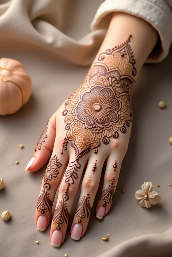generate ramzan Eid mehndi design on beautiful hand