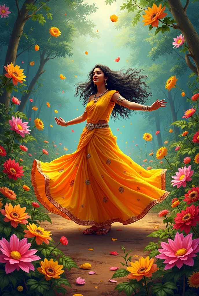 Onam womans rownd dancing flower art 