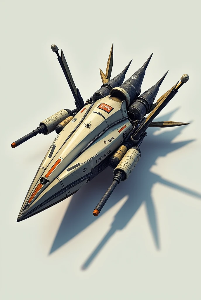 Small machine/Aerial/four mini rocket boosters/ some spikes around its structure/ cone-shaped skewers/ 3d game