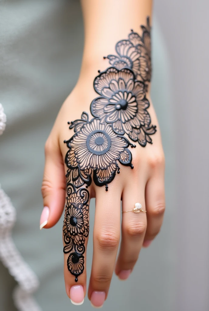 generate Gol Tikki mehndi design on beautiful hand