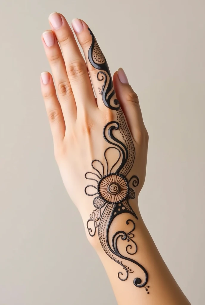 generate modern and simple Arabic mehndi design on beautiful hand