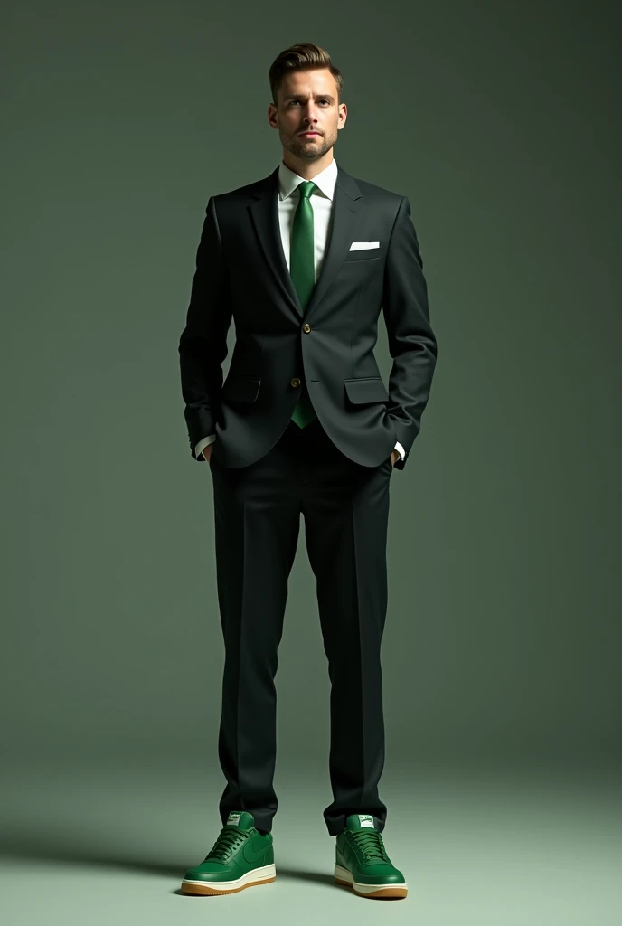 man in formal suit with green air force