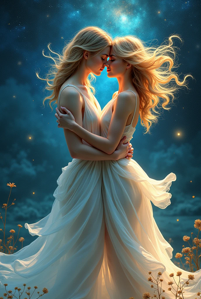 Create images of Gemini and Aquarius in love 