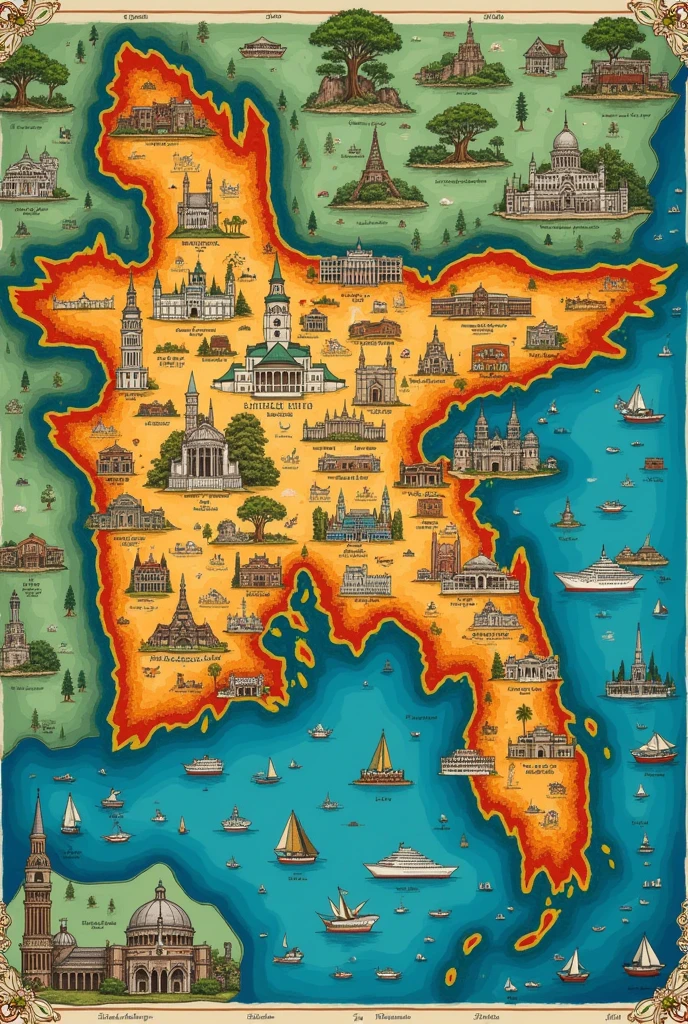 Map of United States of Bangladesh