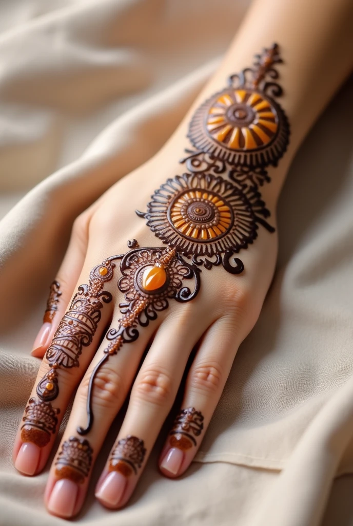generate ramzan Eid mehndi design on beautiful hand