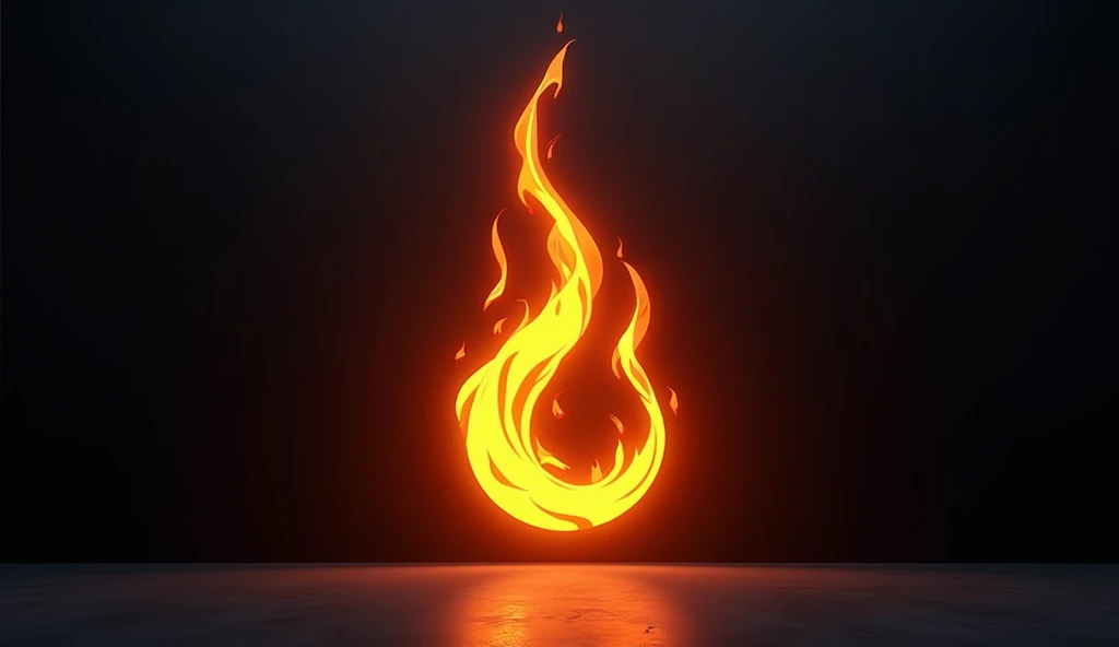 Create a logo on a black wall, in it the fire with led light illumination behind the flame