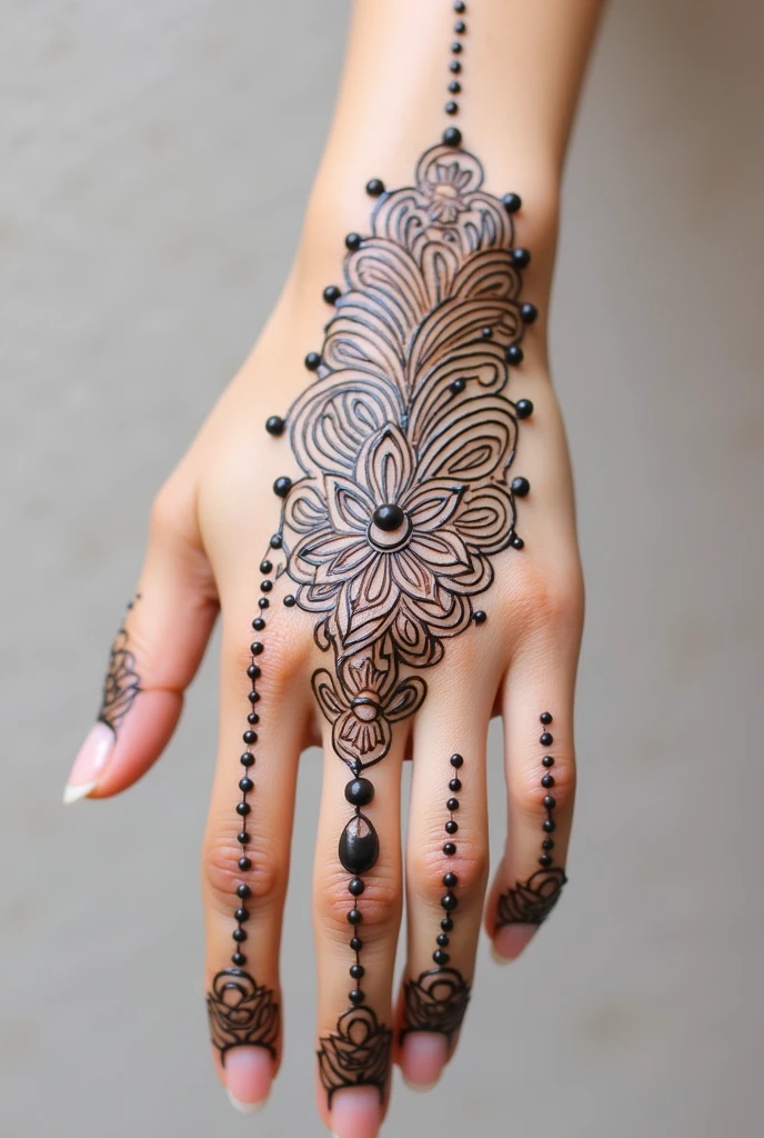 generate Gol Tikki mehndi design on beautiful hand