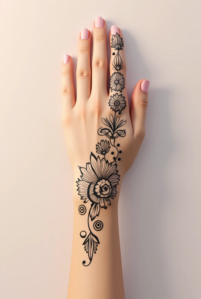 generate modern and simple Shadi Special mehndi design on beautiful hand