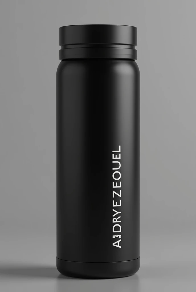 Create a personalized thermos with a black design and the name Andryezequiel