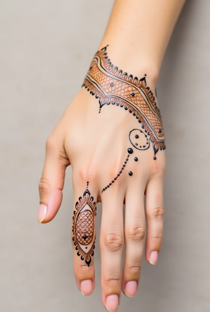generate modern and simple Karwa Chauth Special mehndi design on beautiful hand