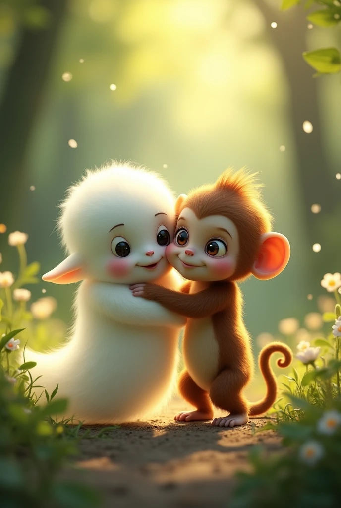 Baby monkey and small 👻 were friends