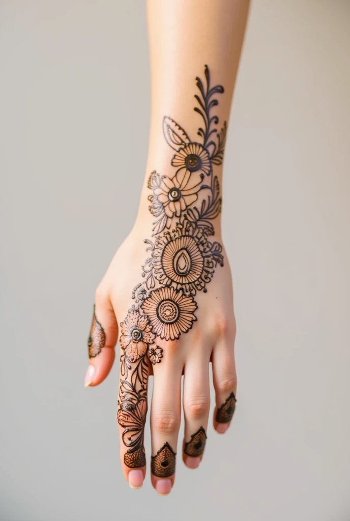 generate modern and simple Bridal mehndi design on beautiful hand