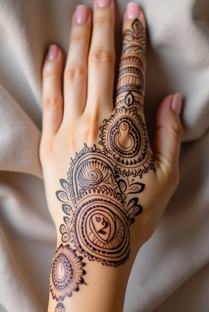 generate ramzan Eid mehndi design on beautiful hand