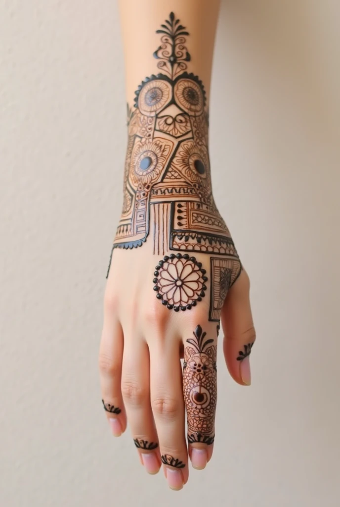 generate modern and simple Bridal mehndi design on beautiful hand