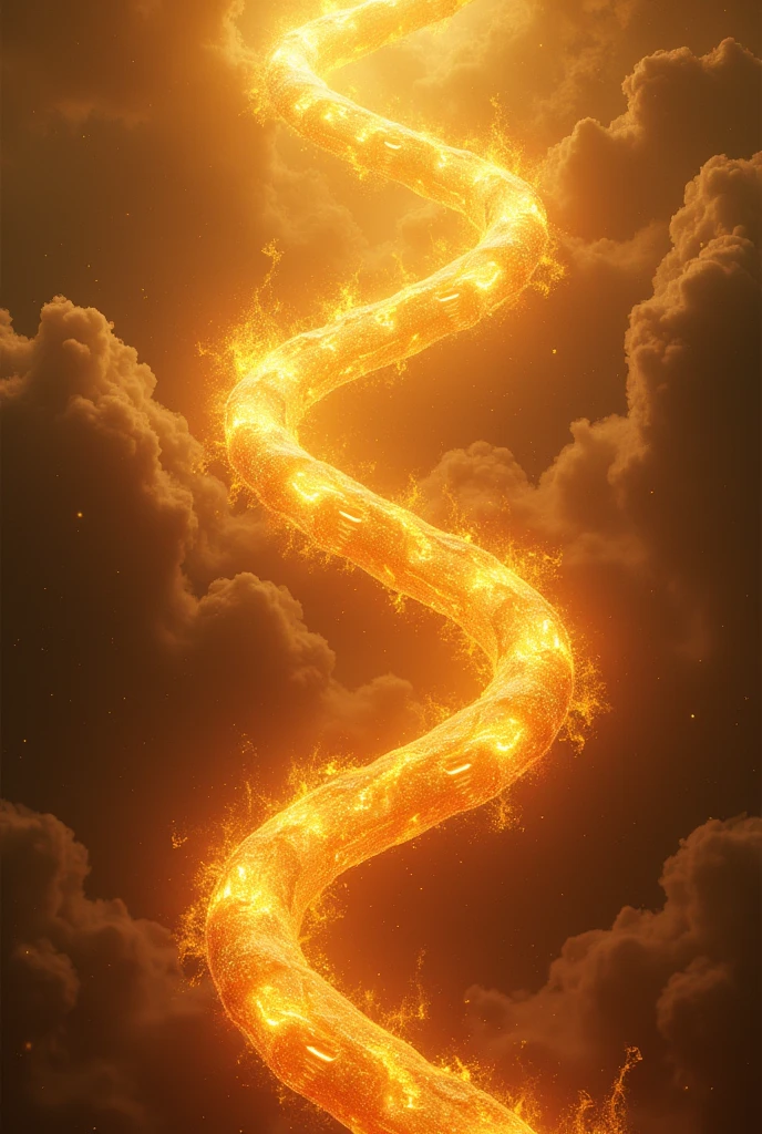 gold flaming chains in sky