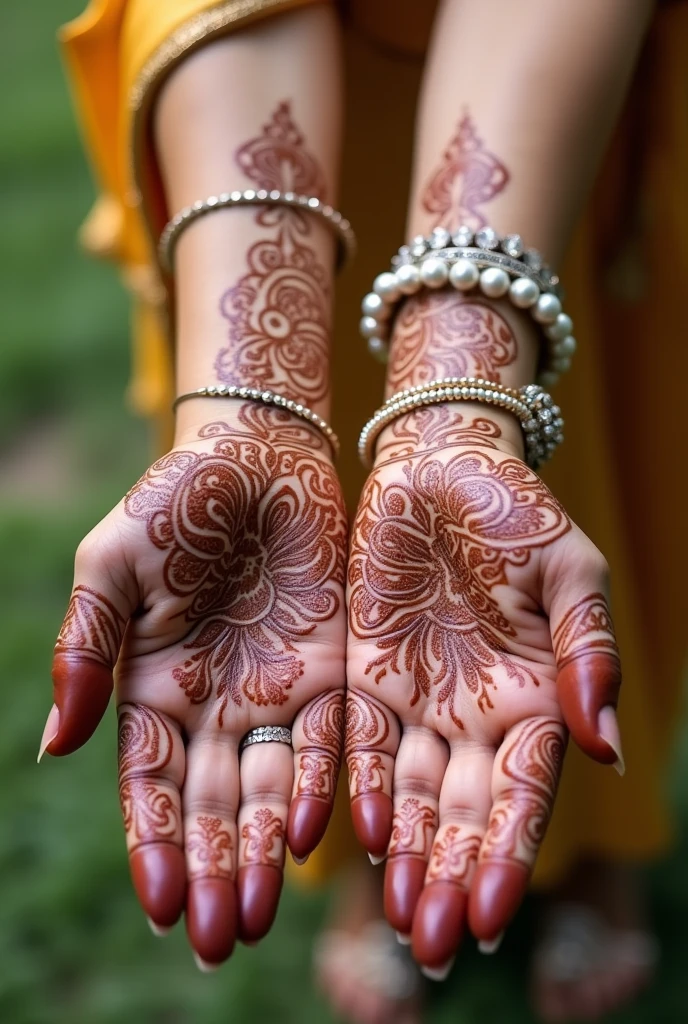 generate simple Shadi Special mehndi design on beautiful hand