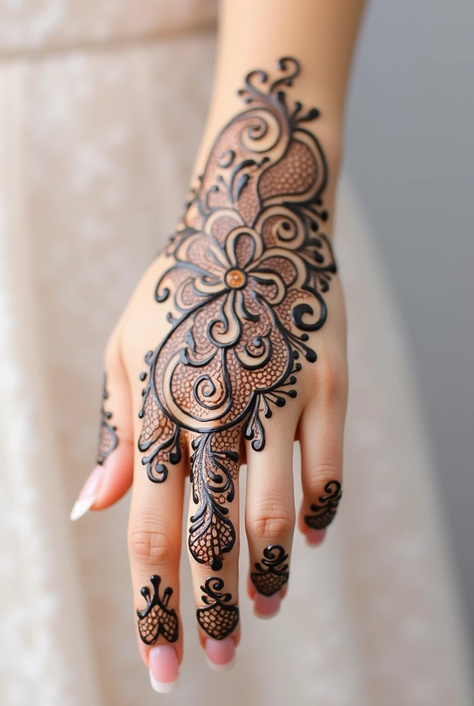 generate Gol Tikki mehndi design on beautiful hand