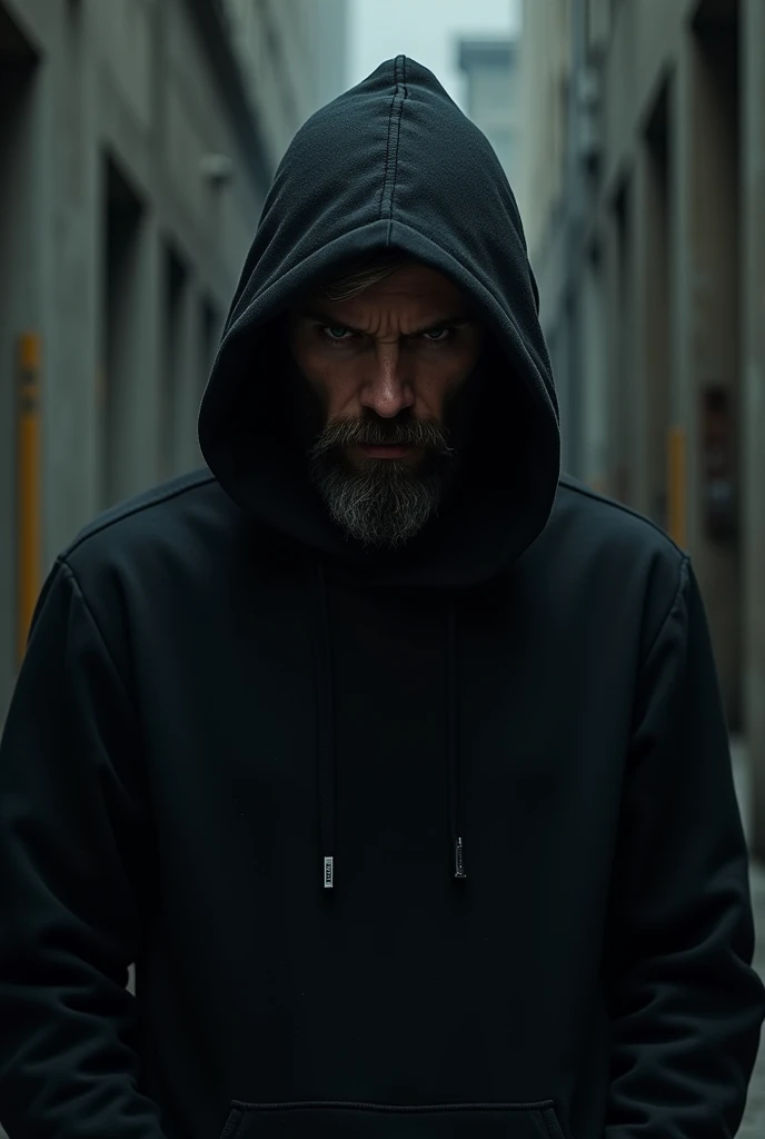 Black hoodie men with samthing beard 