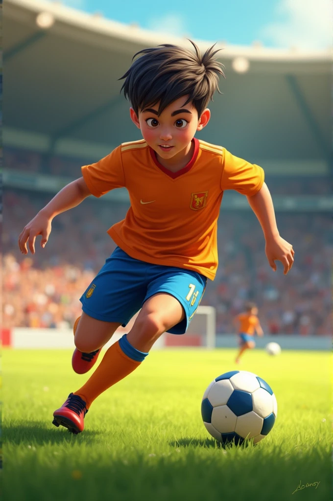 Boy playing soccer