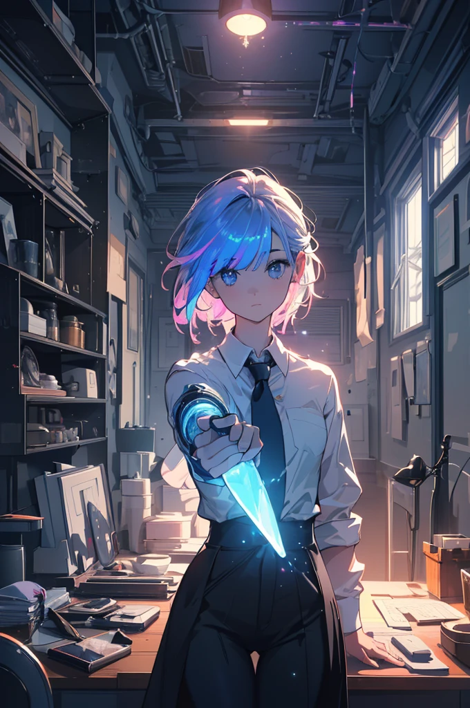 jawline, hypdertailed, regatta, shirt tied at the waist, cleaning a portal gun on a workbench, morning sunlight shining through the window (zrpg style) (work of art:1.2) (illustration:1.2) (best qualityer:1.2) (detailded) (Intricate) (8k) (hdr) (Cinematic lighting) (sharp focus), fully body, BIG ASS, thick, {extremely detailed 16k CG unity wallpaper}, expansive landscape photograph, (a view from below with a focus on character and setting), (wide open field view), (low angle photo), (high light: 1.2), (low light:1.7), (Warm Light Source: 1.2), complexdetails, (Iridescent Colors: 1.5), (bright lighting), (Atmospheric lighting),