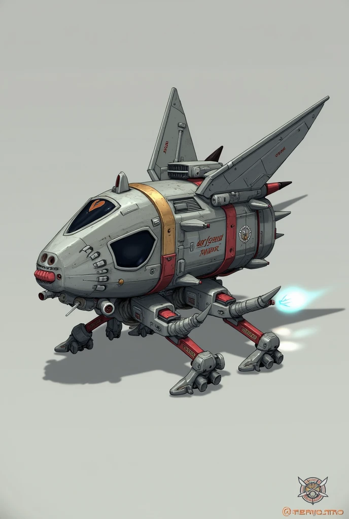Small machine/aerial/four mini rocket boosters/some spikes around its structure/3D game