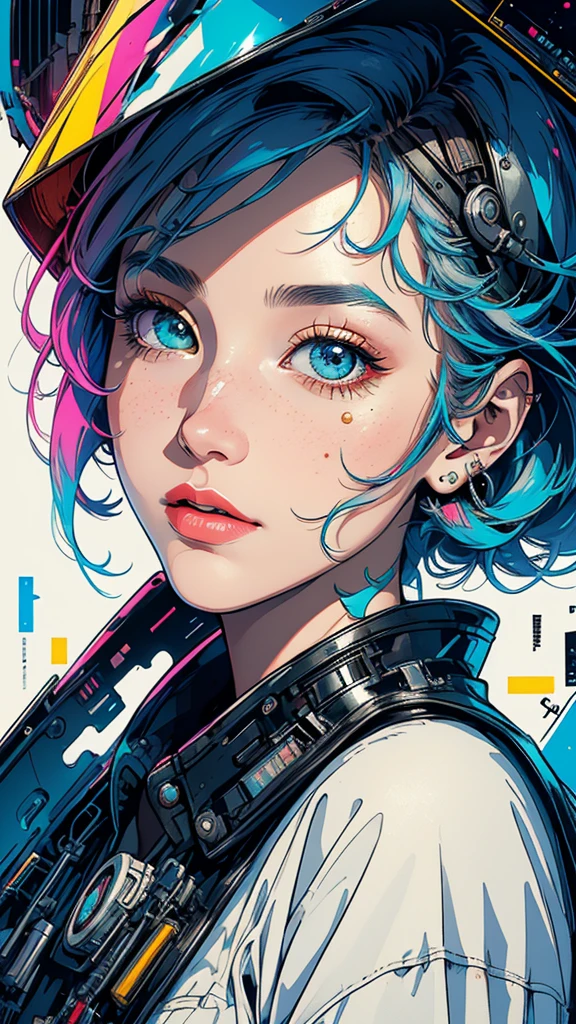 (((masterpiece, highest quality))),(((solo:1.2))),(((1girl:1.2))),32k wallpaper, very detailed, poster, vintage science fiction,(((((geometric cinematic movie poster))))),(((((bauhaus))))), shape,(((abstract))),(mid century modern),movie poster,(((((portfolio))))),(((((Close-up))))),(((((bust up))))),((((more various angle)))),(((highlight))),((((heterochromia)))),(((complete detailed face))),(((detailed futuristic machine))),(((most complecated machine))),unlimited colorful color scheme,(((Absolutely mechanic background)))