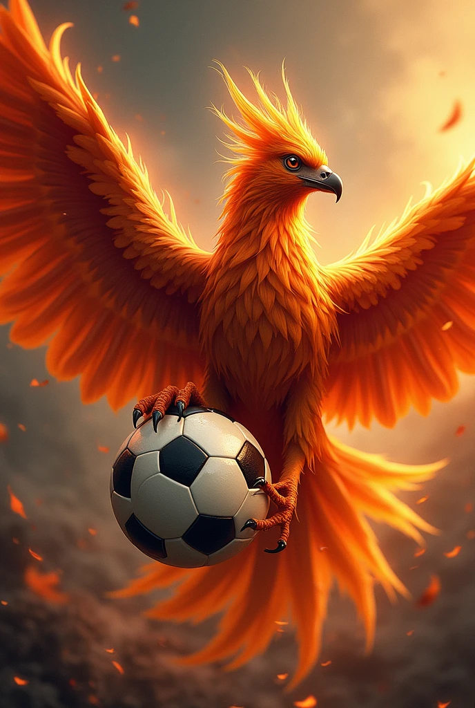Phoenix with soccer ball in its claws