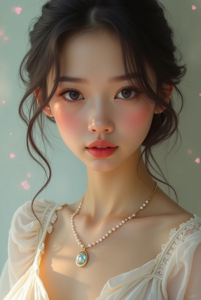 Beautiful girl with pearl necklace