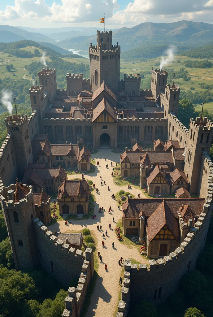 Large Medieval fantasy town with a wall around the town