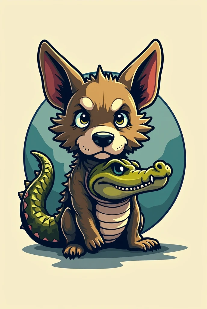 Generate a logo for a YouTube channel that has a dog fused with a crocodile