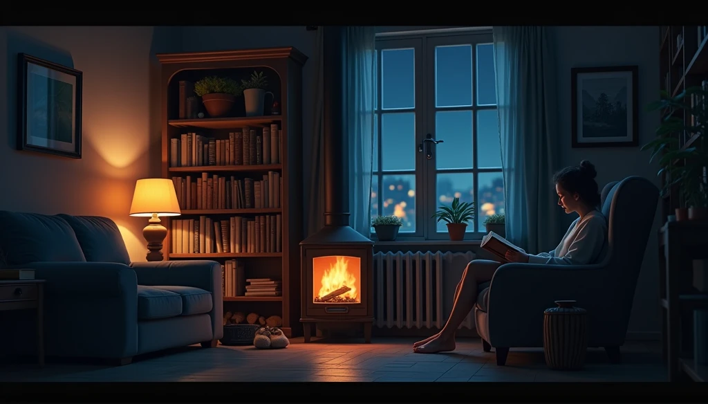 night time scene，Living room at home