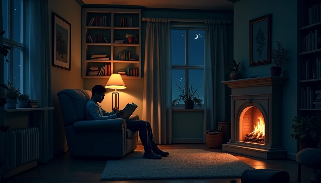 night time scene,Living room at home
