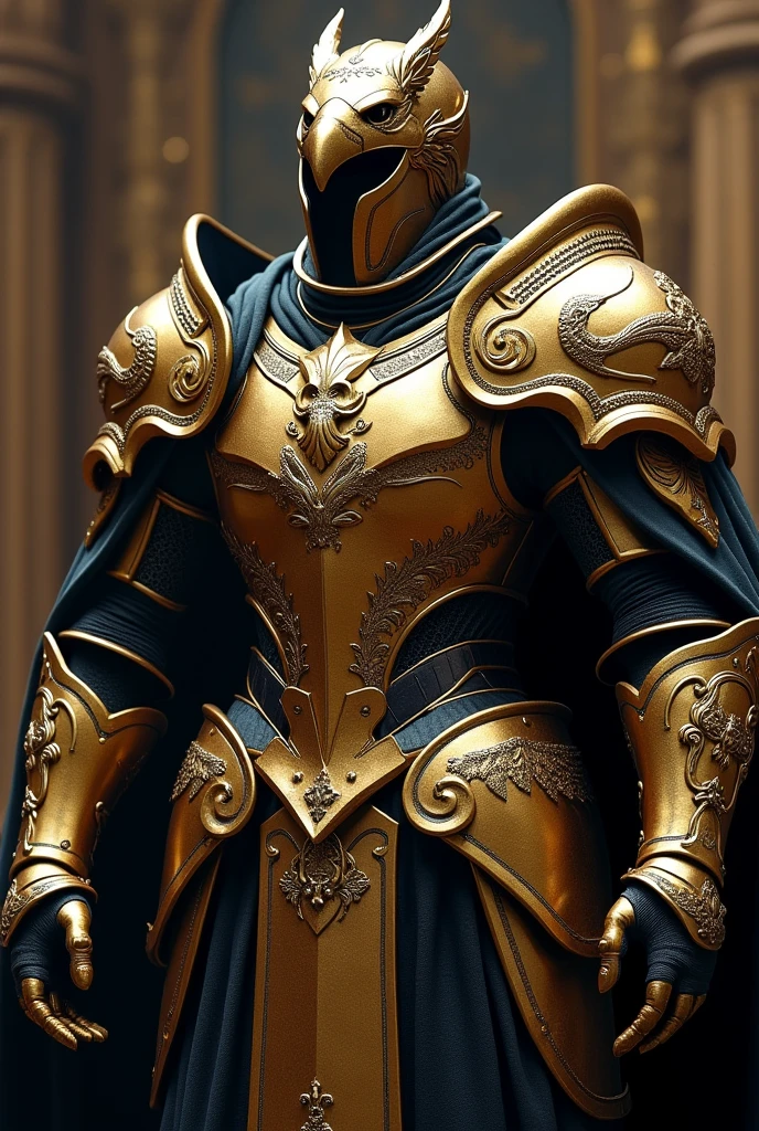 Fine armor of gold and black iron, eagle shoulder pads 