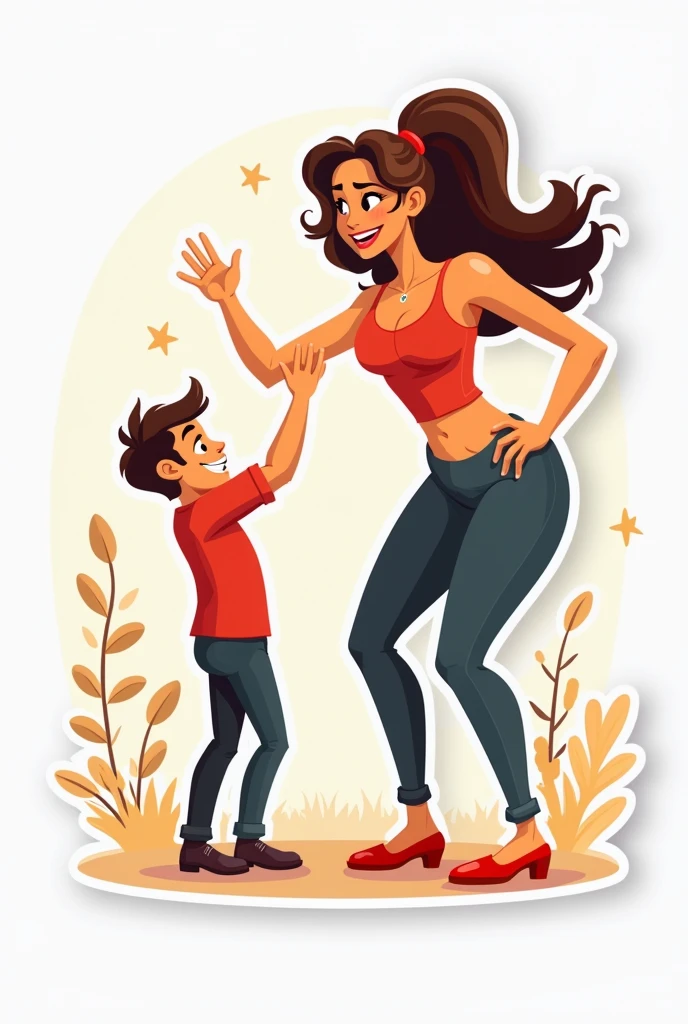 Make a sticker of a woman dominating a man but it doesn't look real