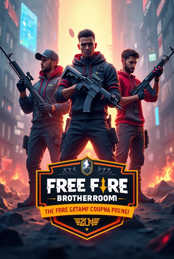 Free fire brother hood scrims
Which is start in every thursday 3 pm
First price 1000
Second price 500
Highest kill price 200
Make the picture with write the things
Please make it perfect