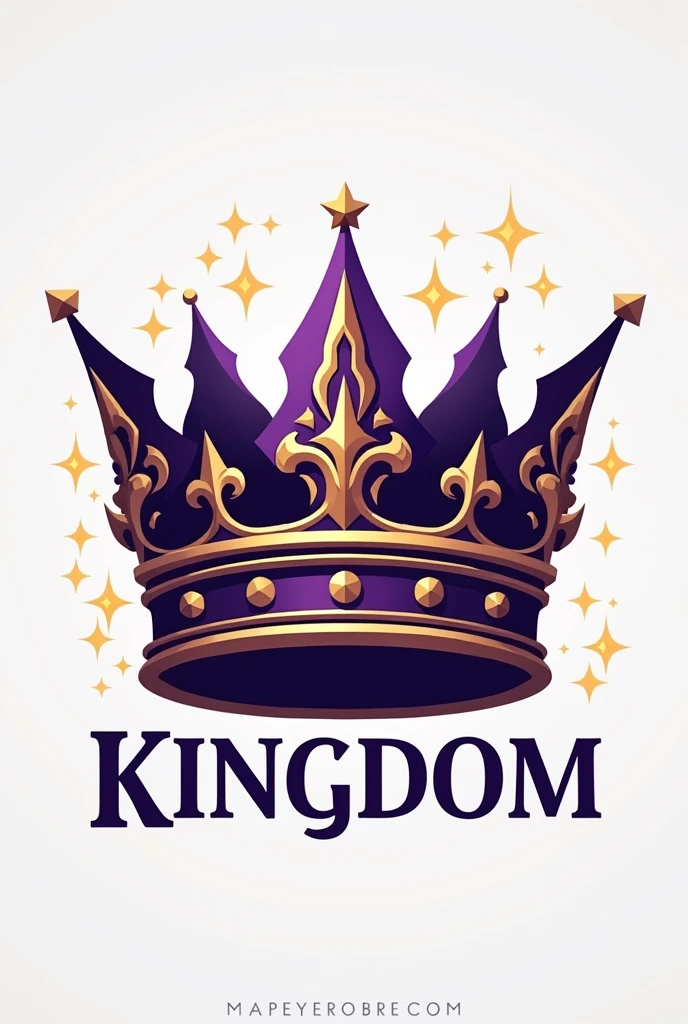 I need a logo for a discord server called KINGDOM , preferably with a crown that has gold sparkles with personalized purple. LET KINGDOM SAY THE CROWN A LITTLE