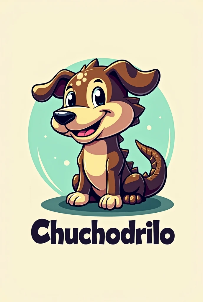 Generate a logo for a YouTube channel that has a dog fused with a crocodile and below it says "Chuchodrilo" and 2d