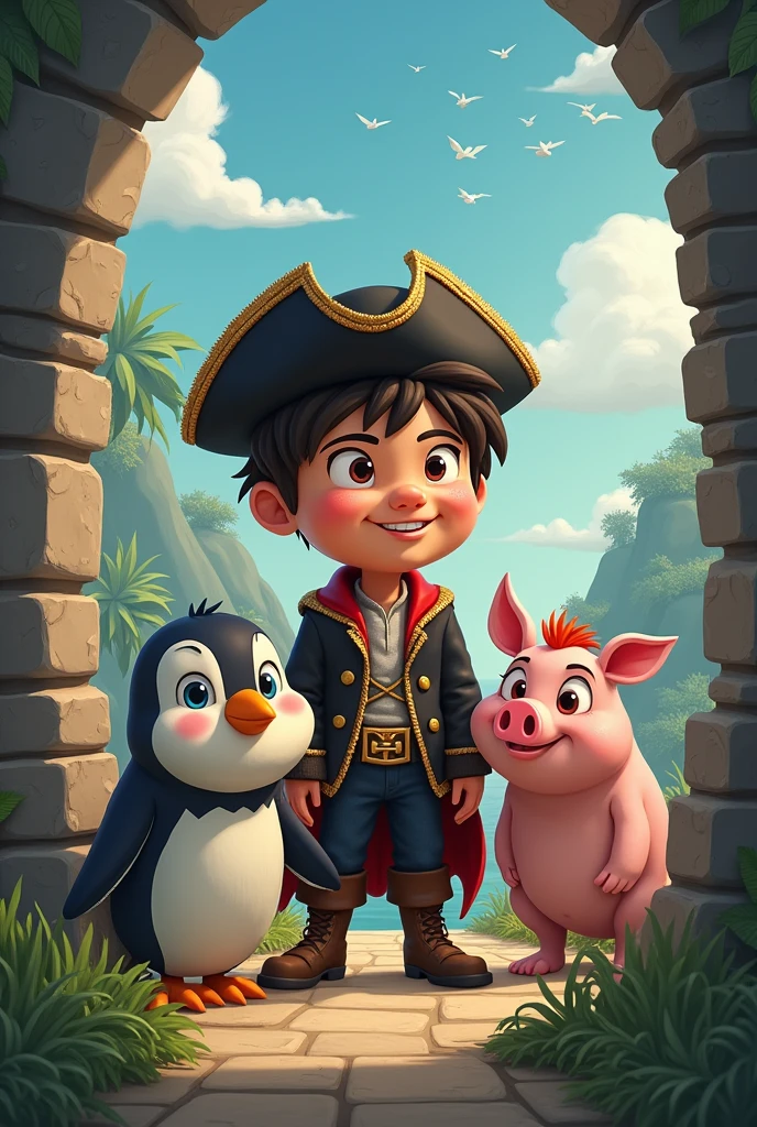 Once upon a time there was a boy named Thomas who dreamed of being a prince.. She lived with her evil stepmother in an old castle, while his dad, the pirate king, He sailed the seas in search of adventures.
Thomas had very special friends: Augustine, a brave little pig; A tropical penguin who always knew how to cool down the environment; Rocky, a cunning weasel; and Elena, A friend who is an expert in bow and arrow. Together, They made an incredible team.
One day, They received the news that the centaur of the