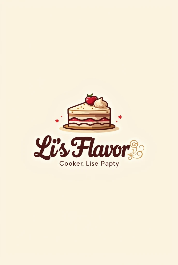 Make a logo with the name Li&#39;s flavor, with a cake in the center 