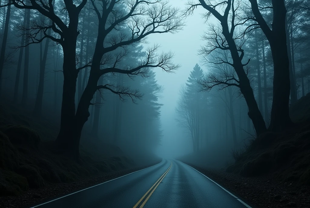 Dark Riney forest the highway 8k qality walpepar 


