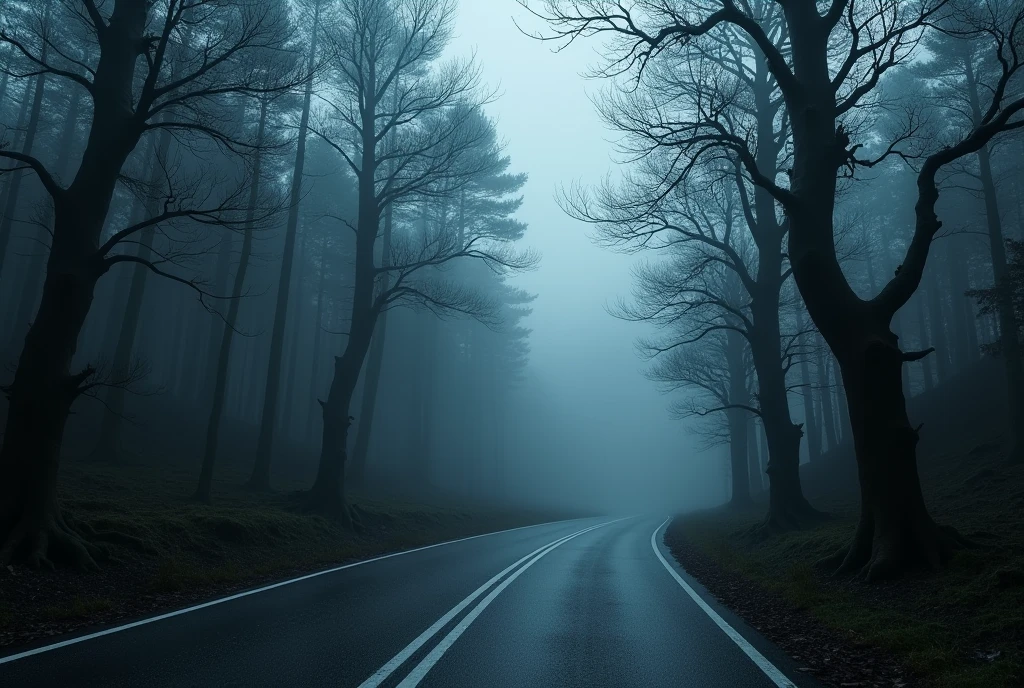 Dark Riney forest the highway 8k qality walpepar