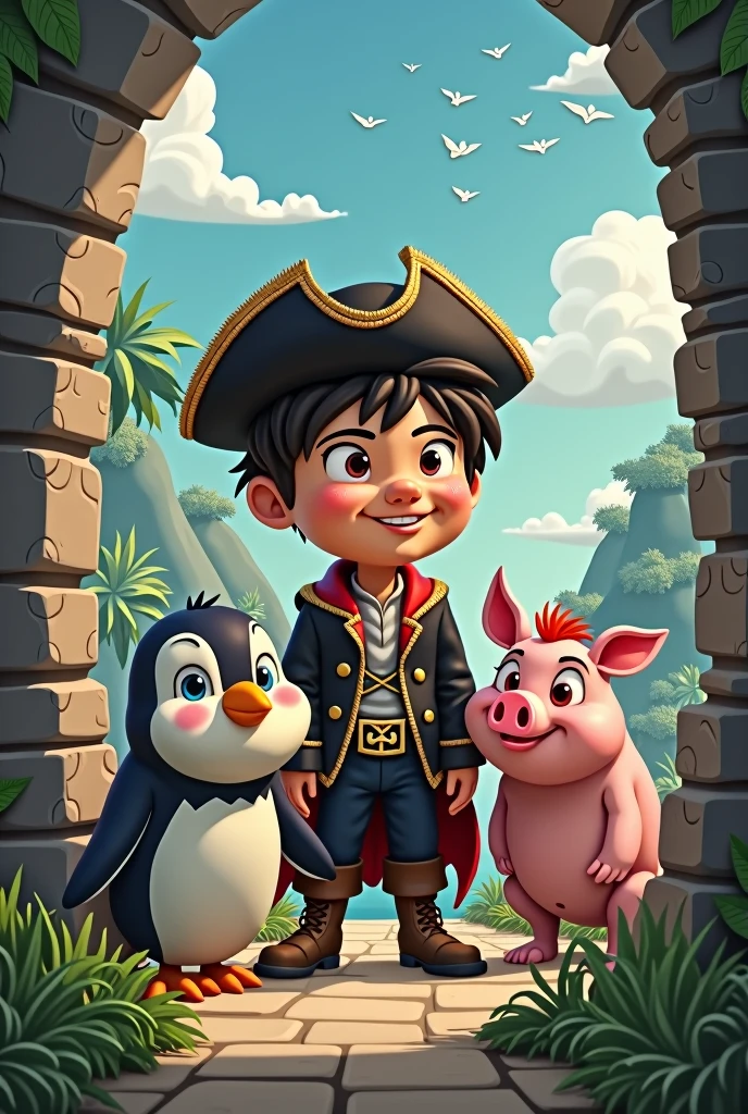 Once upon a time there was a boy named Thomas who dreamed of being a prince.. She lived with her evil stepmother in an old castle, while his dad, the pirate king, He sailed the seas in search of adventures.
Thomas had very special friends: Augustine, a brave little pig; A tropical penguin who always knew how to cool down the environment; Rocky, a cunning weasel; and Elena, A friend who is an expert in bow and arrow. Together, They made an incredible team.
One day, They received the news that the centaur of the