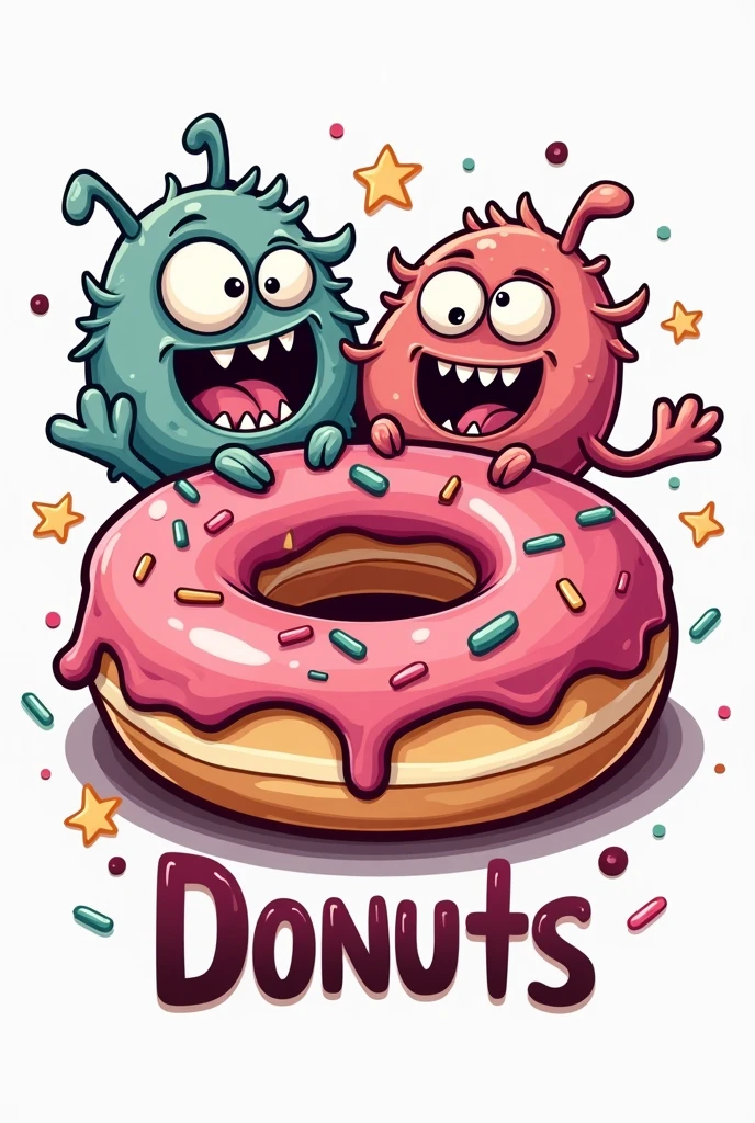 Logo for my mini donut business with Monsters characters
