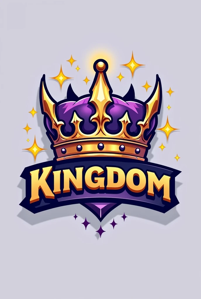 I need a logo for a discord server called KINGDOM , preferably with a crown that has gold sparkles with personalized purple. LET KINGDOM SAY THE CROWN A LITTLE 