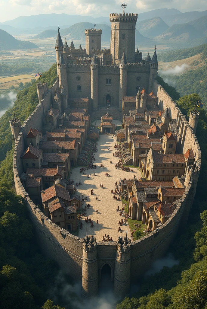 Large Medieval fantasy town with a wall around the town